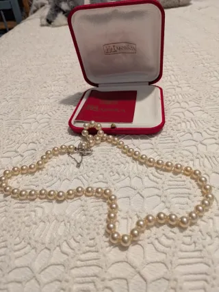 Collar de perlas antiguo Majorica, con certificado