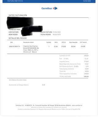 Frigorifico dos puertas NUEVA (Junio 2026)