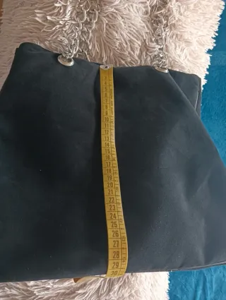 Borsa nera effetto camoscio manici scintillanti