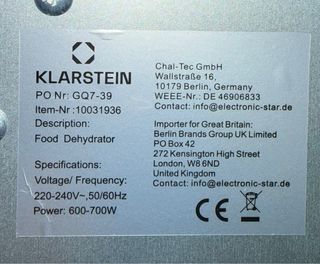 Deshidratador de alimentos Klarstein