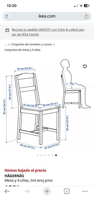 Mesa y cuatro sillas, con cojines naranjas camino