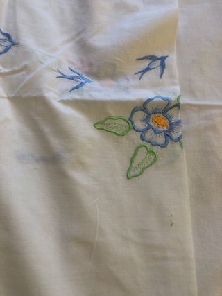 Tovaglia floreale con bordi blu e rosa