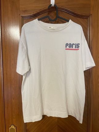Camiseta Pull&Bear blanca París talla S