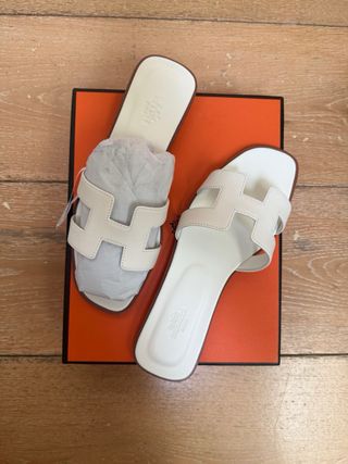 Hermes Oran Sandalias Blancas