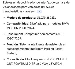 Decodificador Cámara Reversa BMW MGU nuevo