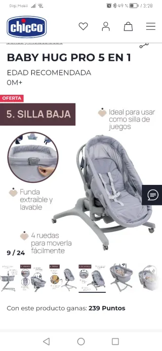 Mini cuna Chicco  Hug Pro 5 en 1 Seentrega en mano