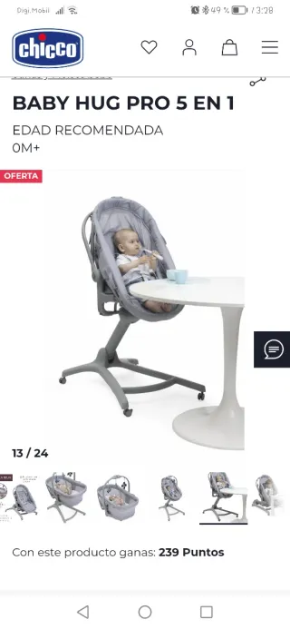 Mini cuna Chicco  Hug Pro 5 en 1 Seentrega en mano