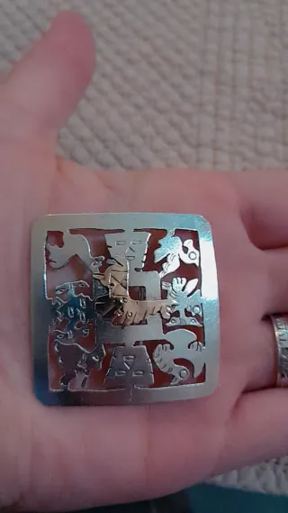 Gran colgante de broche de oro y plata peruano