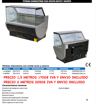 Vitrina Charcutería Acero Inox y Cristal