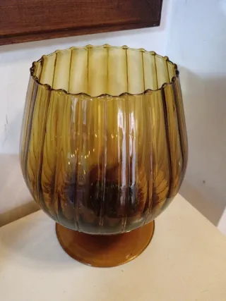 Copa XL cristal soplado ámbar