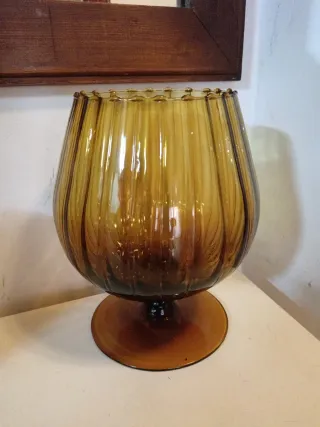 Copa XL cristal soplado ámbar