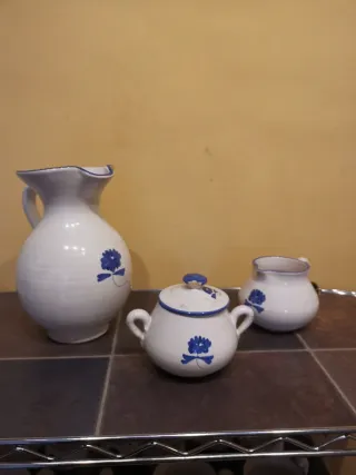 Juego de vajilla de cerámica azul y Blanco