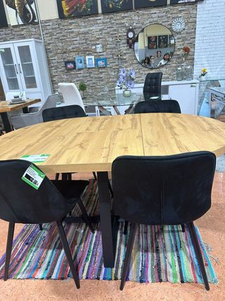 Mesa redonda extensible madera y metal