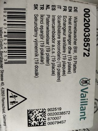 Intercambiador de placas Vaillant