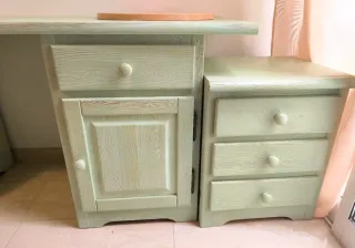 Conjunto armario, escritorio y estantería, madera