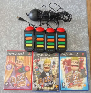 Pack Buzz PS2 con 4 controller e 3 giochi