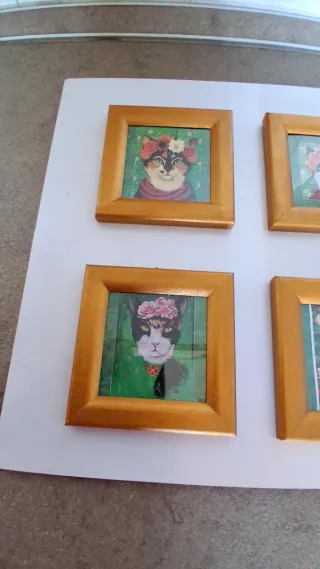Quattra Quadretti Gatta Frida Kahlo