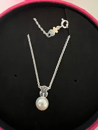Collar Tous Oso y Perla Plata
