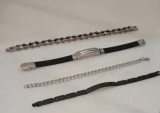 Lote 4 Pulseras Hombre Acero Inoxidable