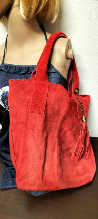 Bolso Piel Serraje Rojo