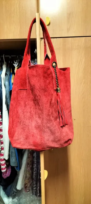 Bolso Piel Serraje Rojo