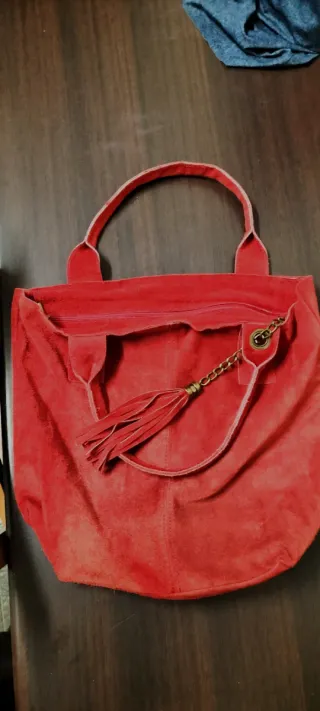 Bolso Piel Serraje Rojo