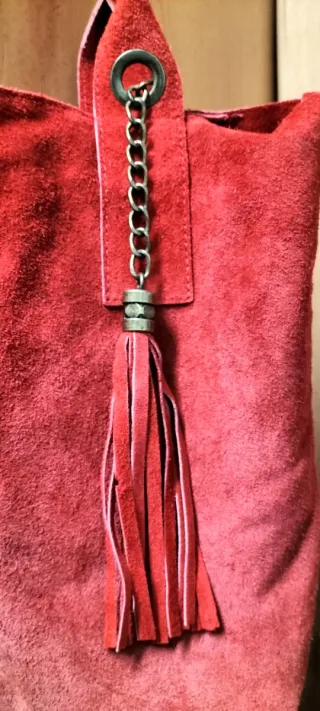 Bolso Piel Serraje Rojo