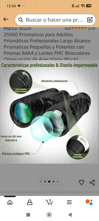 Prismáticos BGDV 25X60 Adultos Profesionales