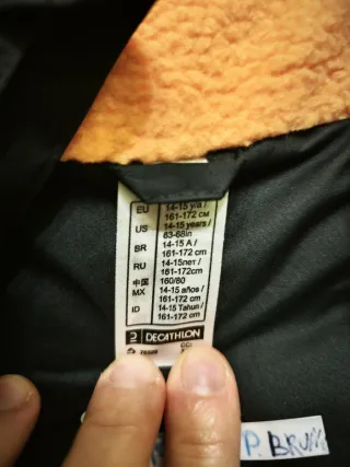 Anorak Quechua Negro y Gris chaqueta niño t/ 14-15