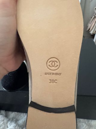 Bailarinas Chanel Ante Beige/Negro Talla 38