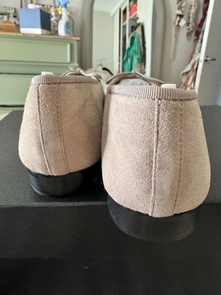 Bailarinas Chanel Ante Beige/Negro Talla 38