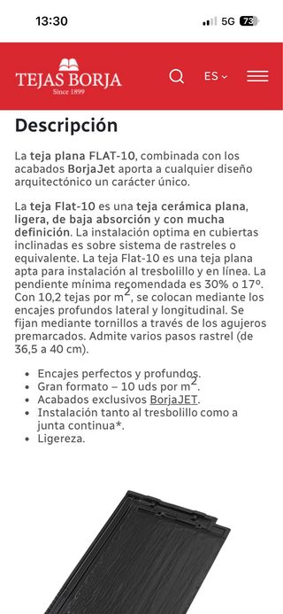 Tejas Borja FLAT-10 negra