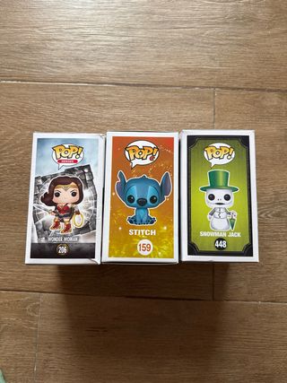 Funko Pop Wonder Woman, Stitch, Snowman Jack
