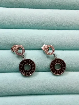 Pendientes Bvlgari Circulares Largos Plata y Negro