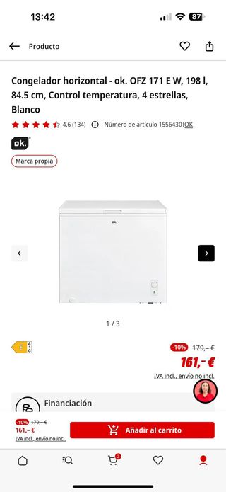 Congelador horizontal OK.