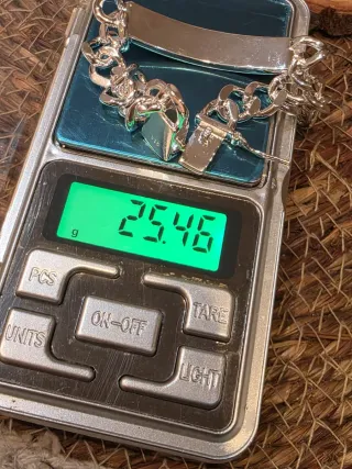 Pulsera esclava eslabones plateada