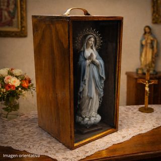 Urna de madera barnizada para imagen Virgen Cristo