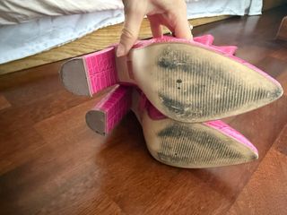 Stivali alti fucsia effetto coccodrillo