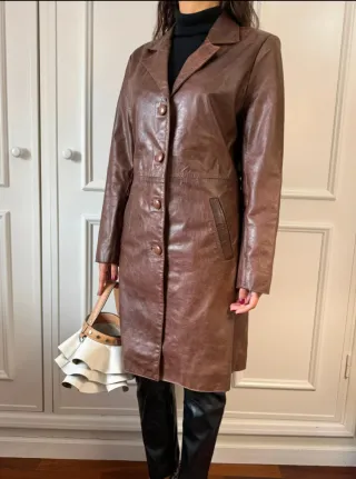 Casaco blazer vintage em couro legítimo