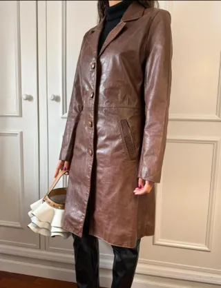 Casaco blazer vintage em couro legítimo