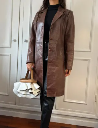 Casaco blazer vintage em couro legítimo