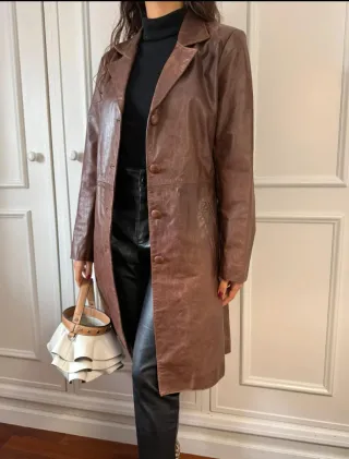 Casaco blazer vintage em couro legítimo