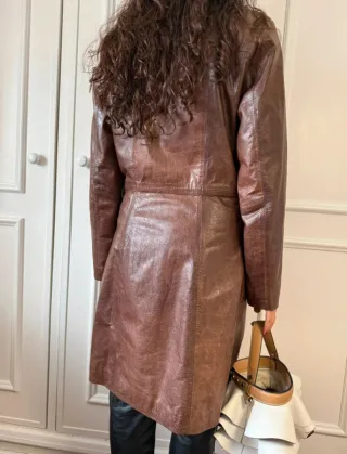 Casaco blazer vintage em couro legítimo