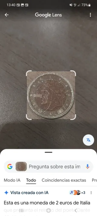 Moneda 2 euros Italia Dante