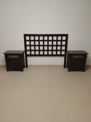 Pack cabecero 135cm wengue + 2 mesitas noche