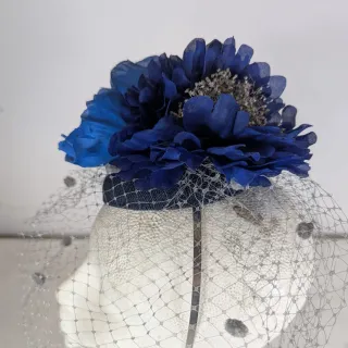 Tocado fiesta azul y plata