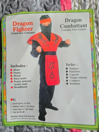 Disfraz Ninja Dragón Fighter Talla L (11-14)