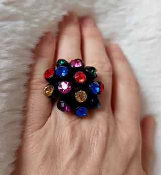 Anillo Barroco Cristales Strass Metal