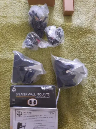 2 Coppie Supporti Parete Casse Neri