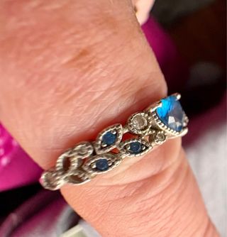 Sortija Plata Corazón Azul 18mm